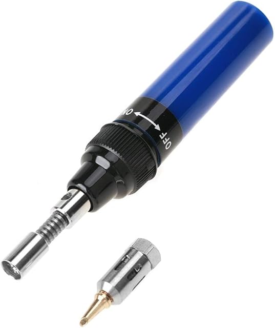 Gas Soldering Iron, Welding Butane Pen, Portable Mini Cordless Gas Butane Soldering Iron Electric Blow Torch Gun, Wireless Soldering Torch Pen for Welding Car Truck Engineering Repair(Blue)