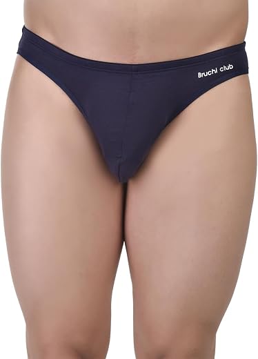 BRUCHI CLUB Men's Navy Blue Bikini Brief, Micro Modal, Low Rise, No Ride-Up, S-XXL