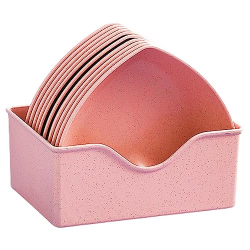 Image of Heart-Shaped Dessert, Salad & Snack Plates - Set of 10 Pink Plastic Dishes for Fruits, Steak, Appetizers | Lightweight, Eco-Friendly, Unbreakable Fiber Plates for Parties & Everyday Use