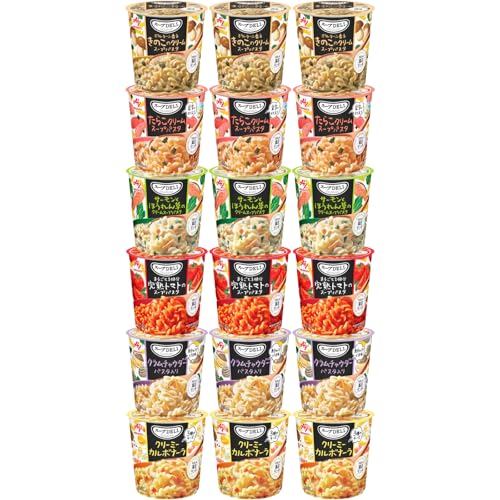 味の素 スープDELI 18個セット 6種 詰め合わせ (ポルチーニ香るきのこのクリームスープパスタ 42.3g・たらこクリームスープパスタ 44.2g・サーモンとほうれん草のクリームスープパスタ 39.0g・まるごと1個分完熟トマトのスープパスタ 40.