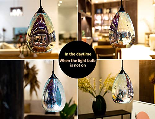 Yisuro Modern 3D Pendant Lights Kitchen Island 3 Pack, Farmhouse Colorful Glass Pendant Light with Clear Globe Shade, Kitchen Island Lighting for Dining Room Entryway, 7.8-inch Diameter by Yisuro - Image 4