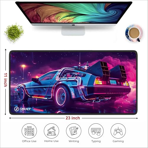 Image of Retro Car Design Mouse Pad 11x23 Inch 2mm Extended Gaming Desk Mat with Anti-Slip Rubber Base Mousepad for Smooth Surface Desk pad for PC & Laptop Use Waterproof & Stiched (Multicolour) Deskpad