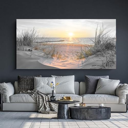Yxbhhym-Beach Wall Art Prints Sunset Black and White Wall Art Coastal Wall Decor Ocean Picture for Living Room Wall Art Bedroom Seascape Artwork Sea Scene Painting Modern Bathroom Office Decor - 4