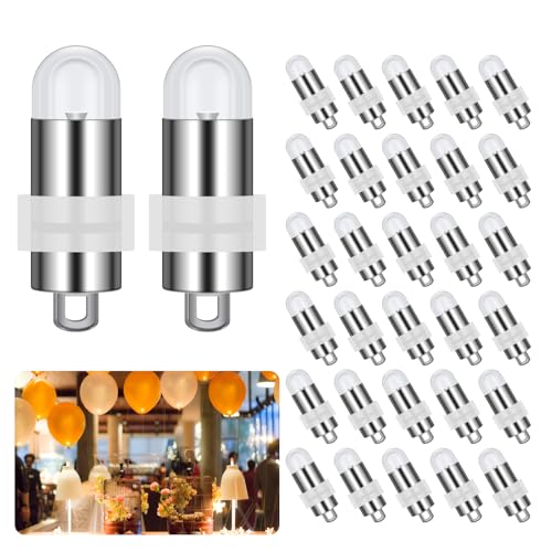30 Pack LED Balloon Lights, Warm White, Mini LED Paper Lantern Lights, DIY Vase, IP65 Waterproof, Battery Operated, Indoor Outdoor Decoration for Halloween, Christmas, Wedding, Party, Birthday