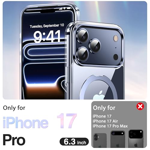 DASFOND Mag-Stand Designed for iPhone 17 Pro Case, Upgraded [All-in-1] [Compatible with MagSafe] Invisible Ring Kickstand Transparent Matte Phone Case Cover for iPhone 17 Pro, Clear by DASFOND - Image 6