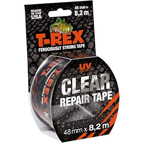 T-Rex Clear 820-48 Adhesive Tape, Transparent Weatherproof Tape for Invisible Fixing/Repairing, 8.2 m x 48 mm Cover