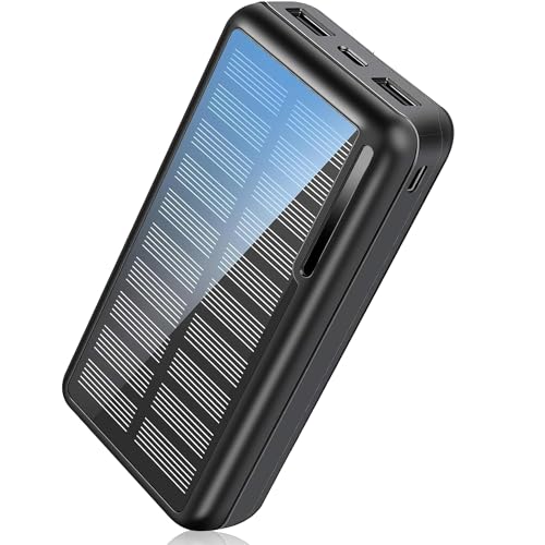 52800mah Power Bank, Solar Power Bank Portable Charger, Powerbank Fast Charging USB C 2 Input and 2 Output, Camping Waterproof External Battery Pack (black)