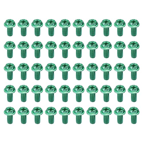 PATIKIL 8-32 x 5/16 Inch Thread Ground Screws, 50 Pack Green Electrical Grounding Screw Hex Phillips...