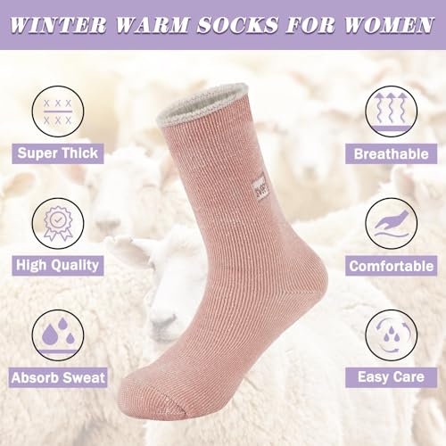 Image of iCamter 4 Pairs Womens Wool Socks - Soft, Thick, Warm Thermal Boot Winter Socks for Gifts
