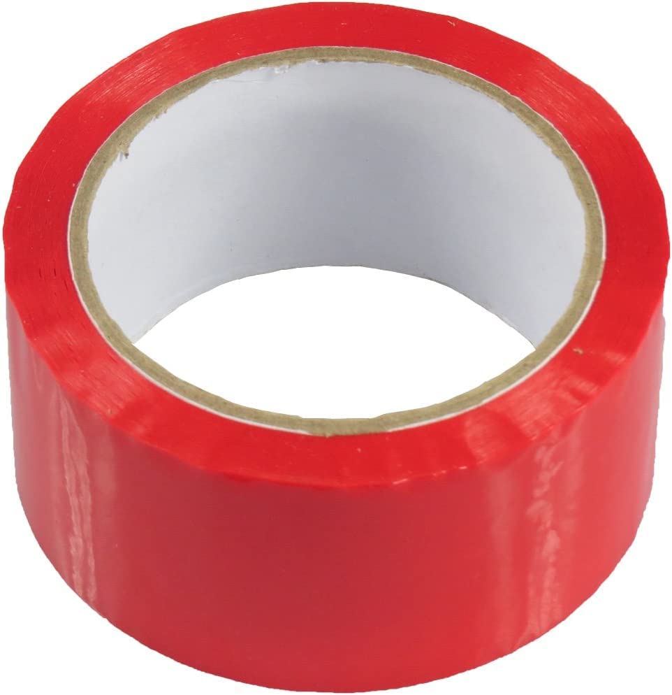 HTUK Low Noise Coloured Packaging Tape 48mm x 66m For Parcels And Boxes Heavy Duty Coloured Box Packing Tape Provides A Strong Secure Sticky Seal For Our Boxes (12, RED)