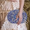 Oshhni Damen Handtasche mit Kette Abendtasche Sparkly Strass Metall Oval Handtasche Elegante Umhängetasche für Party Events Damen Braut Frau, Blau #5