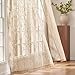 jinchan Sheer Curtains for Bedroom 84 Inch Length Leaf Embroidered Semi Sheers for Living Room Botanical Embroidery Voile Transparent Grommet Window Treatments Taupe 2 Panels