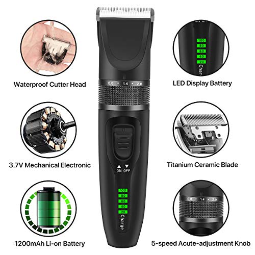 RegeMoudal Dog Clippers Professional Dog Grooming Kit Cordless Pet Grooming Clippers Quiet Dog Trimmer Rechargeable Pet Hair Clippers with 4 Comb Guides, 1 Nail Clippers for Thick Coats Dogs Cats Pets - Thumbnail 5