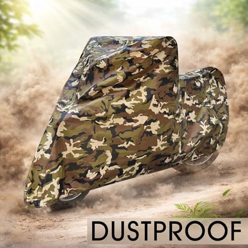 Image of Auto Hub 100% Waterproof (Tested) Bike Cover Dustproof UV Protection Bike Body Cover for All Two Wheeler Bikes Upto 350cc Size- Waterproof Army Print