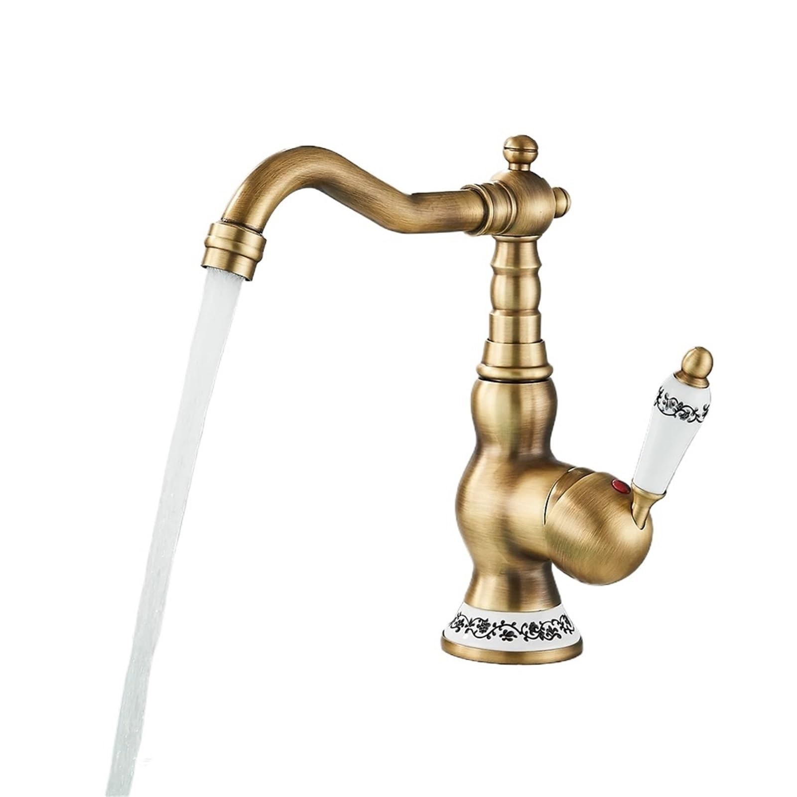 Mitigeur pour lavabo et robinet de salle de bain en laiton antique rétro court
