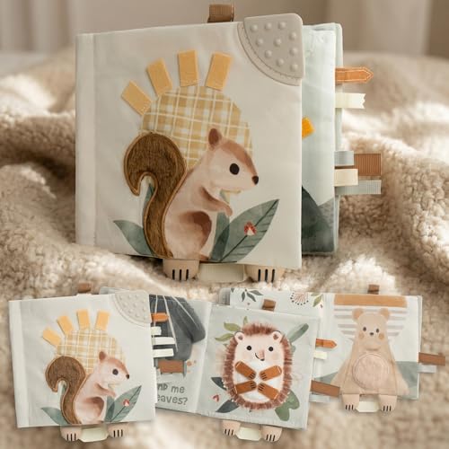Soft Baby Book with Touch and Feel Pages - Cute Sensory Book for Babies 0-6, 6-12 & 12-18 Months with Mirror & Crinkle Paper - The Perfect Christmas...