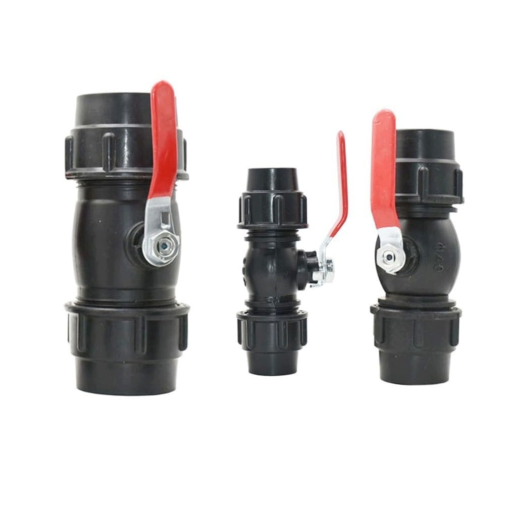 Cierre de grifo tubo 2 vías acero plástico | Conexión rápida de 2 vías de 20-63 mm: agua, aceite, gas, riego de jardines, piscinas, aguas residuales(50MM)