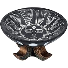 Pacific Giftware Carved Illustrated Sun and Moon Resin Trinket Bowl Black 8 Diameter