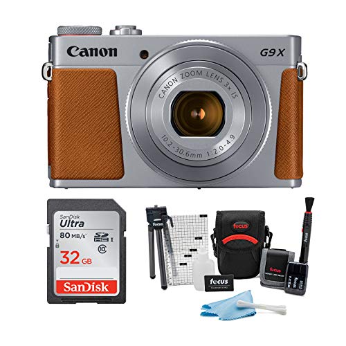 Canon Powershot G9 X Mark II Digital Camera (Silver) with 32GB Card and Accessory Bundle