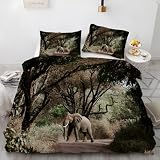 Funda Nórdica Cama 135 Macaco Funda Edredon 200x220 Microfibra Suave, Ropa de Cama Animals 3 Piezas - Funda Nordica Macaco y 2 Funda de Almohada 50x80 con Cremallera
