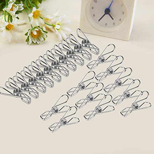 Yctze Paquete de 20 Pinzas para Ropa de Acero Inoxidable, Calcetines Duraderos y Clips para Rejilla de Secado de Ropa Interior, Soportes para Clips de Lavandería para el Hogar