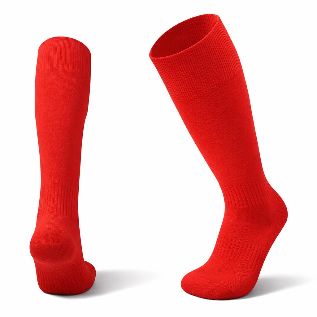1STLY FITNESS Adults Knee High Football Rugby Hockey Socks - 1 Pair Red