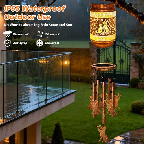 Image of 2 Pack Dog Solar Wind Chimes for Outside, Gifts for Mom Women Grandma Birthday Memorial Teacher, 32 inch Windchimes Outdoor Decor Hanging Solar Lantern for Garden Porch Patio Backyard