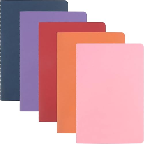 FYY Paquete de 5 cuadernos A5, coloridos cuadernos de tapa suave para viajes de trabajo, diarios con rayas universitarias con páginas rayadas,
