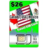 USA Canada Mexico Travel SIM Card- Text & Data - Compatible with All Unlocked 4G GSM Devices