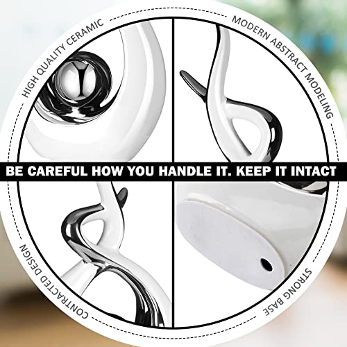 2 Pcs Modern Room Ceramic Decor Center Pieces Table Decorations Ceramic Statue Coffee Table Decor Dining Table Decor Centerpiece For Home Office Coffee Table Living Room, 2 Size (White, Silver) #TOP2