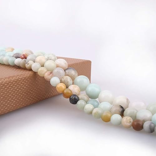 Miniatura 6 de ICAI Beads Cuentas sueltas redondas de amazonita natural de 0.315 pulgadas para hacer joyas (43-45 unidades)