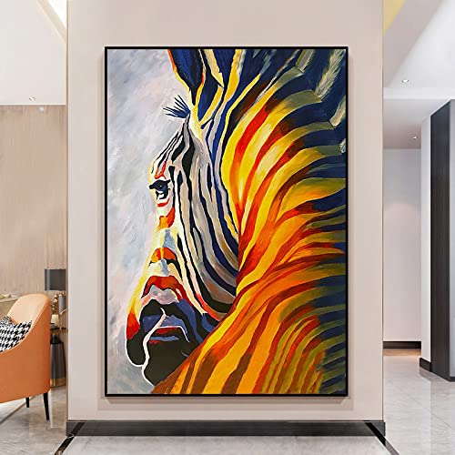 Tableau acrylique zèbre pour transformer un mur blanc salon vide