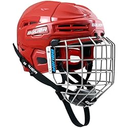 Casco Hockey Patines Niño Bauer Ims 5.0-Casco de Hockey sobre Hielo con Rejilla, Color Rojo, Talla, Unisex-Adulto, L (54-58,5 cm)