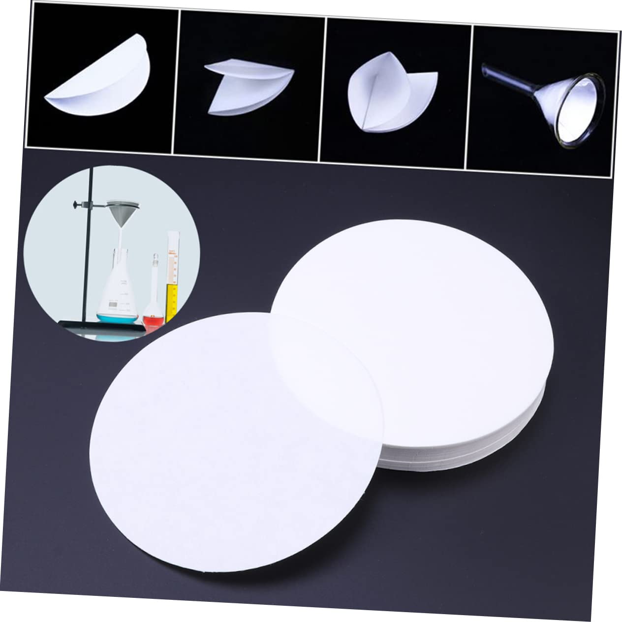 LIFKOME 200pcs Qualitative Filter Paper 9cm Diameter Medium Flow Rate for School Lab