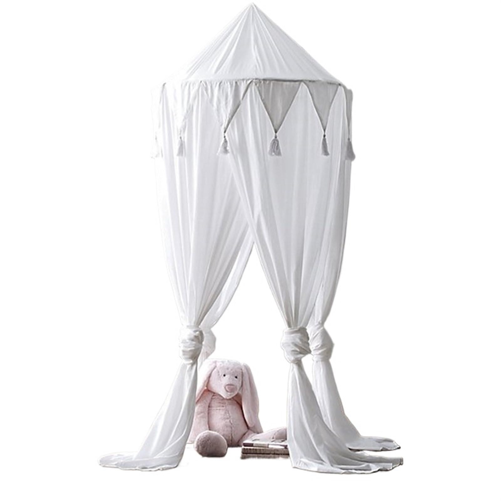 CGUOHU 240cm X 50cm Bed Canopy Bedcover Mosquito Net Curtain Bedding Round Dome Tent Cotton For Home Decor For Bed(WHITE)