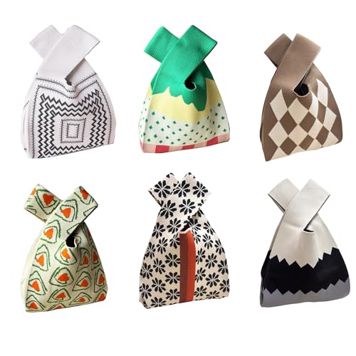 Image of Knot Bag, Mini Knit Tote Bag, Extra Thickened Japanese Knot Bag, Wristlet Handbag - 1 /2 /6 Pack