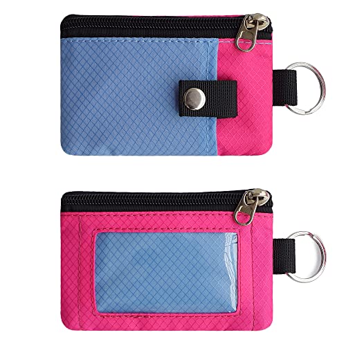 Image of CHENSPRX Minimalist RFID Blocking Small Wallet with ID Window,WaterResistant Zip Id Case Wallet with Lanyard Keychain for Cards,Cash,Travel,Women,Men