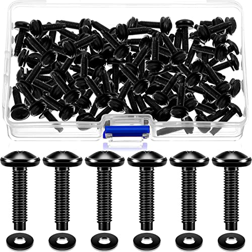 Ripeng Rack Screws with Nylon Washers Black Stainless Steel Rack Mount Screws for Audio Studio...