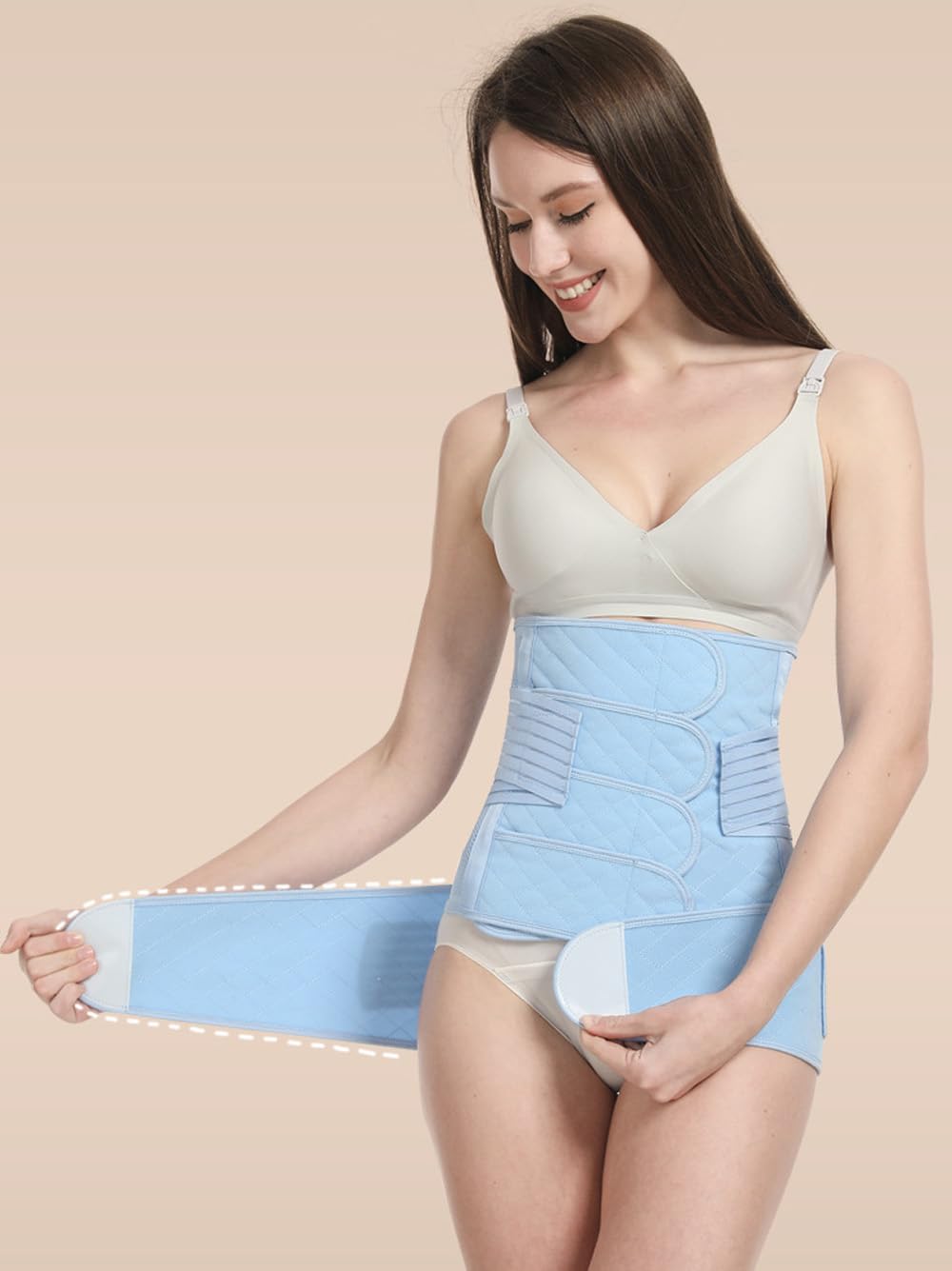 Juego de faja abdominal posparto 3 en 1 para postparto, 4 parches y cinturón pélvico para embarazo, soporte abdominal, recuperación y recuperación, cinturón de retorno, faja de abdomen por cesárea,