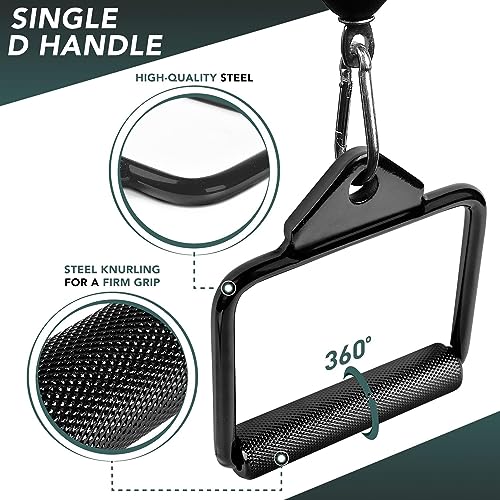 Image of Yes4All Black Combo Tricep Press Down Cable Machine Attachment, LAT Pulldown Attachments for Gym Set with Tricep Rope, Double D Handles, V-Shaped Bar, Single D, Rotating Pull Down Straight Bar