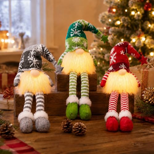 Yanghad 3 Piezas Gnomos Navideños LED, Decoración Navidad Iluminado