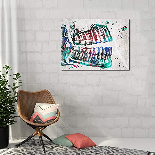 Lovehouse Dental Wall Art Prints Colorful Tooth Canvas Painting Medical Picture For Clinic Office Teeth Anatomy Watercolor Print Contemporary Art Dentistry Kids Room Dentist Gift Ready To Hang 24X32Inch #TOP4