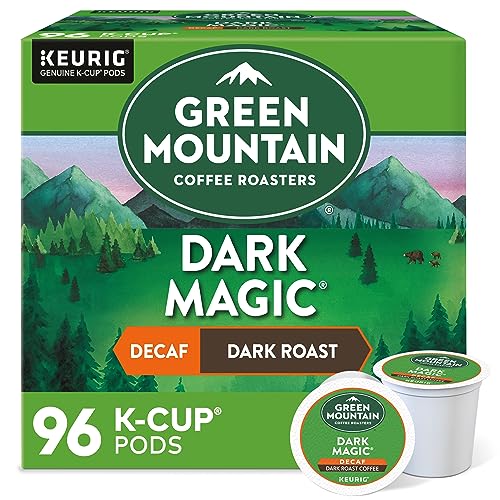 Image of Green Mountain Coffee, Dark Magic Decaf, Single-Serve Keurig K-Cup Pods, Dark Roast, 96 Count (4 Boxes of 24 Pods)