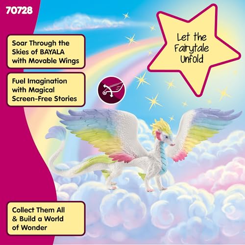 Image of Schleich Bayala - Rainbow Dragon Toy Figurine - Kids Ages 5+ | 70728 | Unicorn Figurine, Fantasy Toy for Girls 5+, Magical Collectible, Screen-Free Imaginative Pretend Play, Fairy Animal Figure