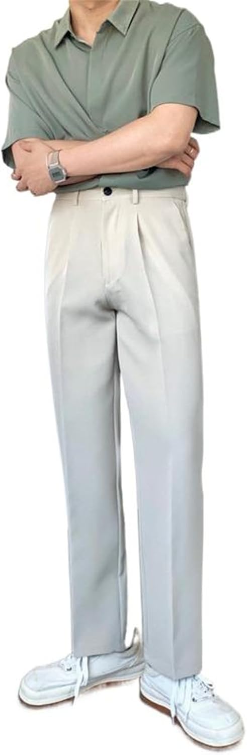 Men's Spring Fall Drop Dress Pants Straight Relaxed Casual Wide Leg Trousers Pants for Men