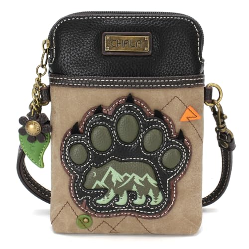 Image of CHALA Wilderness Animal Collection Cell Phone Crossbody Purse-Women PU Leather /Canvas Multicolor Handbag w /Adjustable Strap