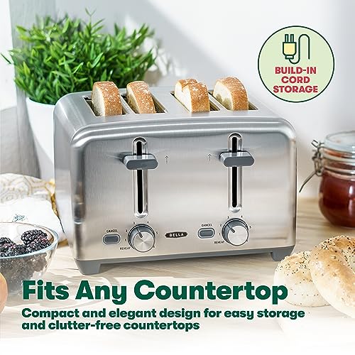 BELLA Slice Toaster with Auto Shut Off Extra Wide Slots and