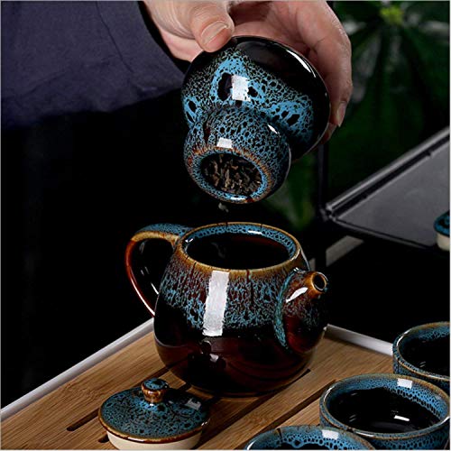 Ceramic Kungfu Tea Set,Portable Travel Tea Set With Teapot,Teacups,Tea Canister,Tea Tray And Travel Bag,Suitable For Travel, Home,Outdoor And Office (Green) #TOP4
