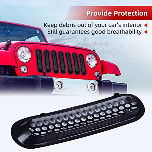 Image of AggAuto Grille Inserts for Jeep Wrangler JK JKU 2007-2015 Glossy Black | Car Front Mesh Grill Cover Accessories 7 Pcs