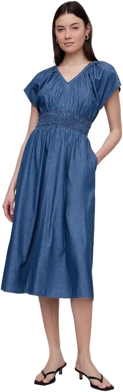 Gap Womens Smocked Waist Maxi Dress